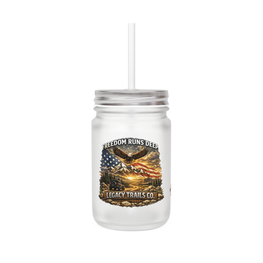 "Freedom Runs Deep" American Spirit Mason Jar — Off-Road Patriot Drinkware