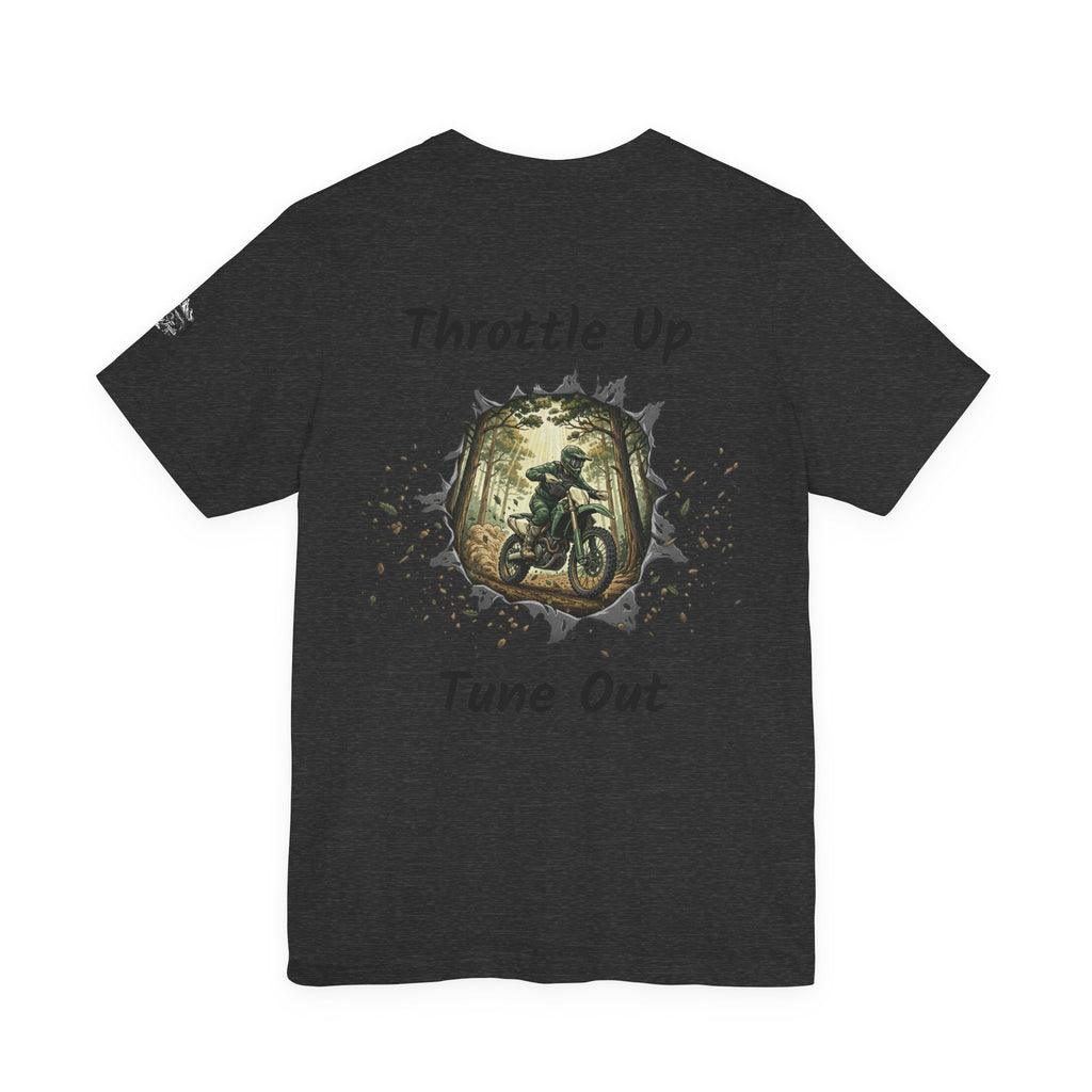 Motorcycle T‑Shirt — "Throttle Up Tune Out" Vintage Rider Tee