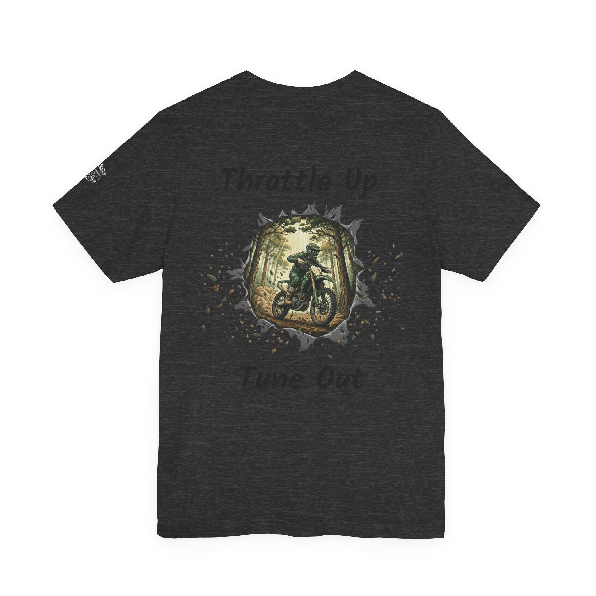 Motorcycle T‑Shirt — "Throttle Up Tune Out" Vintage Rider Tee
