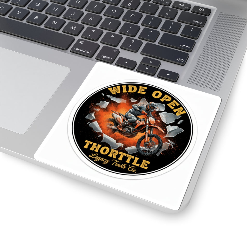 Wide Open Throttle Motorcycle Sticker — Dirt Bike Kiss-Cut Decal