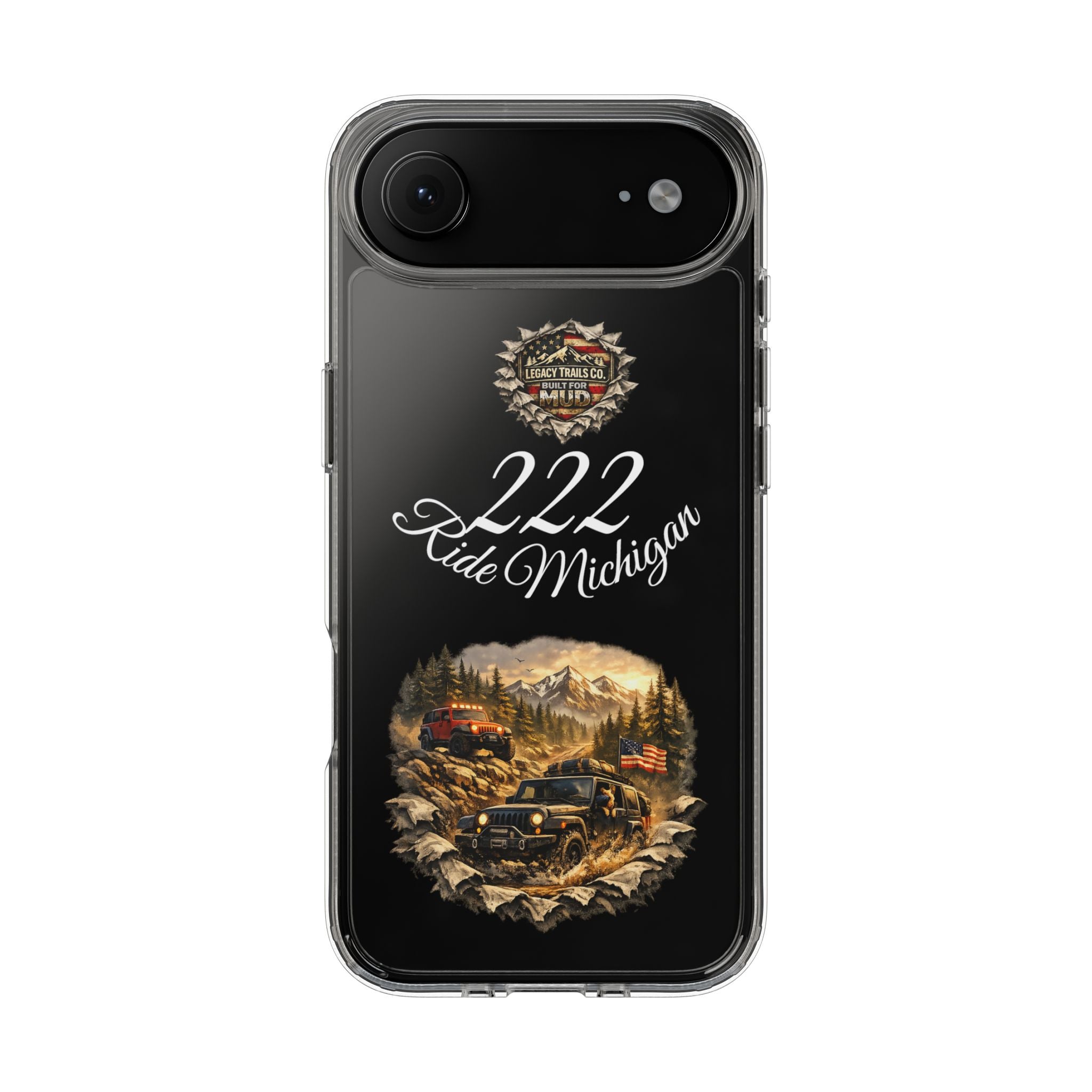 Clear Case — "222 Ride Michigan" Off‑Road Jeep Scenic Phone Case