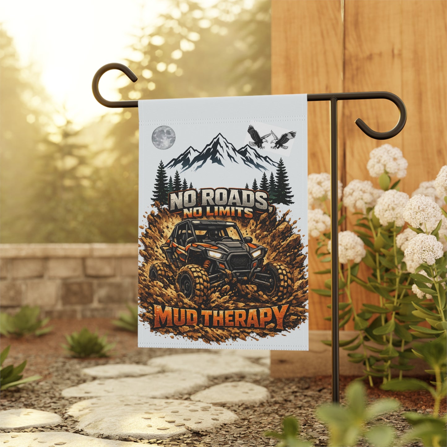 Garden Flag - "No Roads No Limits" Mud Therapy Off-Road UTV Lawn Banner