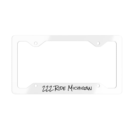 Metal License Plate Frame — 'Ride Michigan' Engraved Stainless Steel Frame