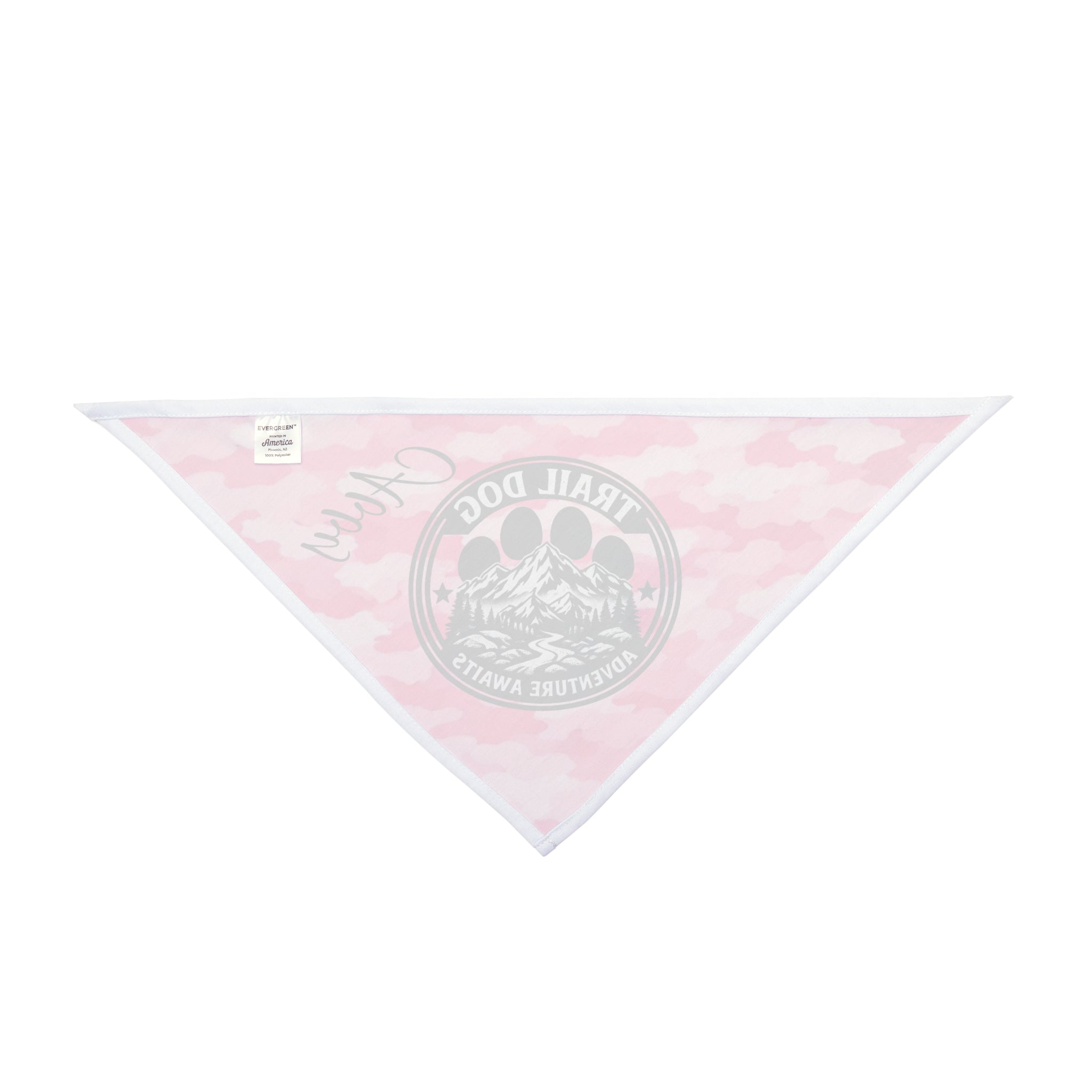 Trail Dog Pet Bandana — Pink Camo "Adventure Awaits" Personalized Dog Scarf