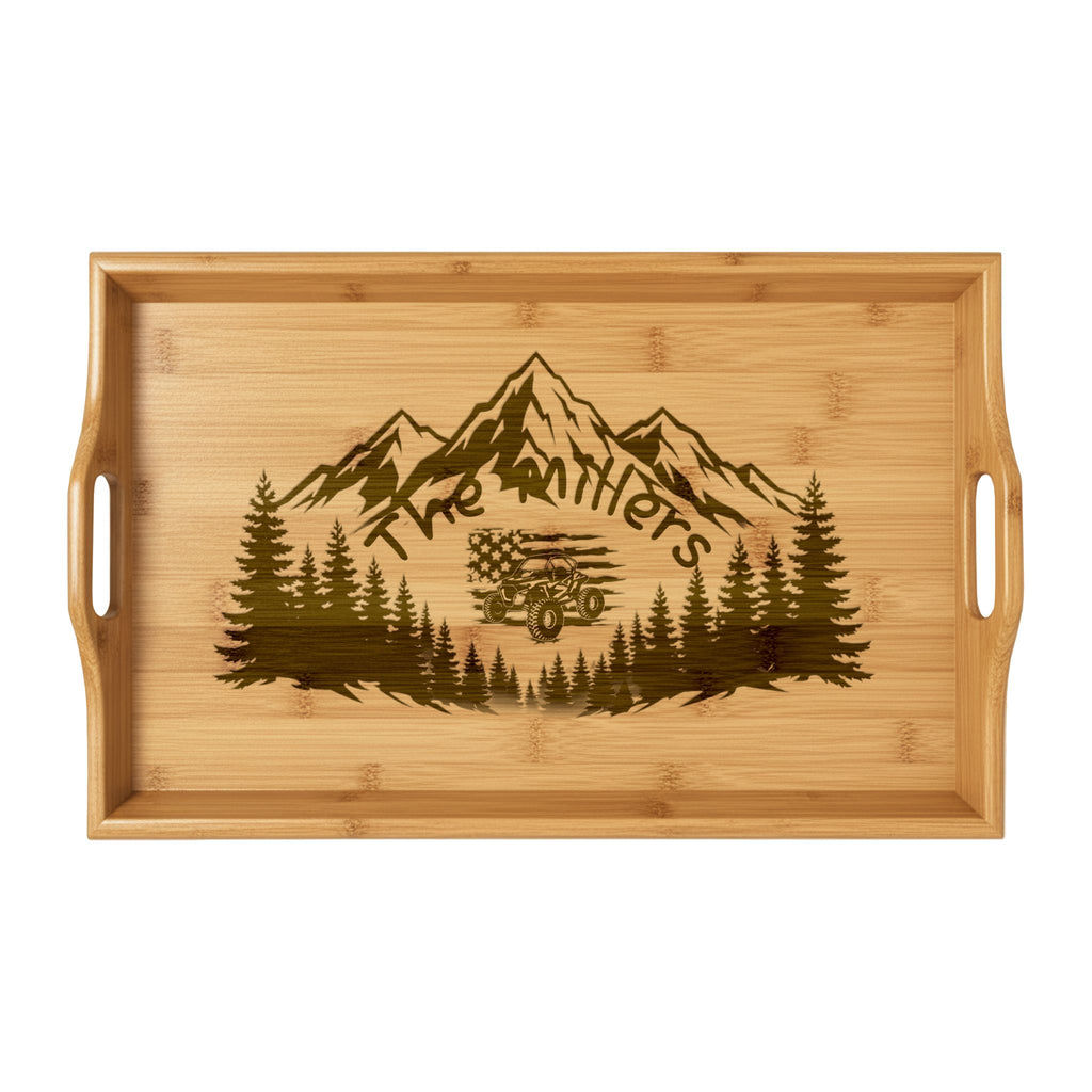 Engraved Bamboo Serving Tray – Mountain Forest Jeep Design