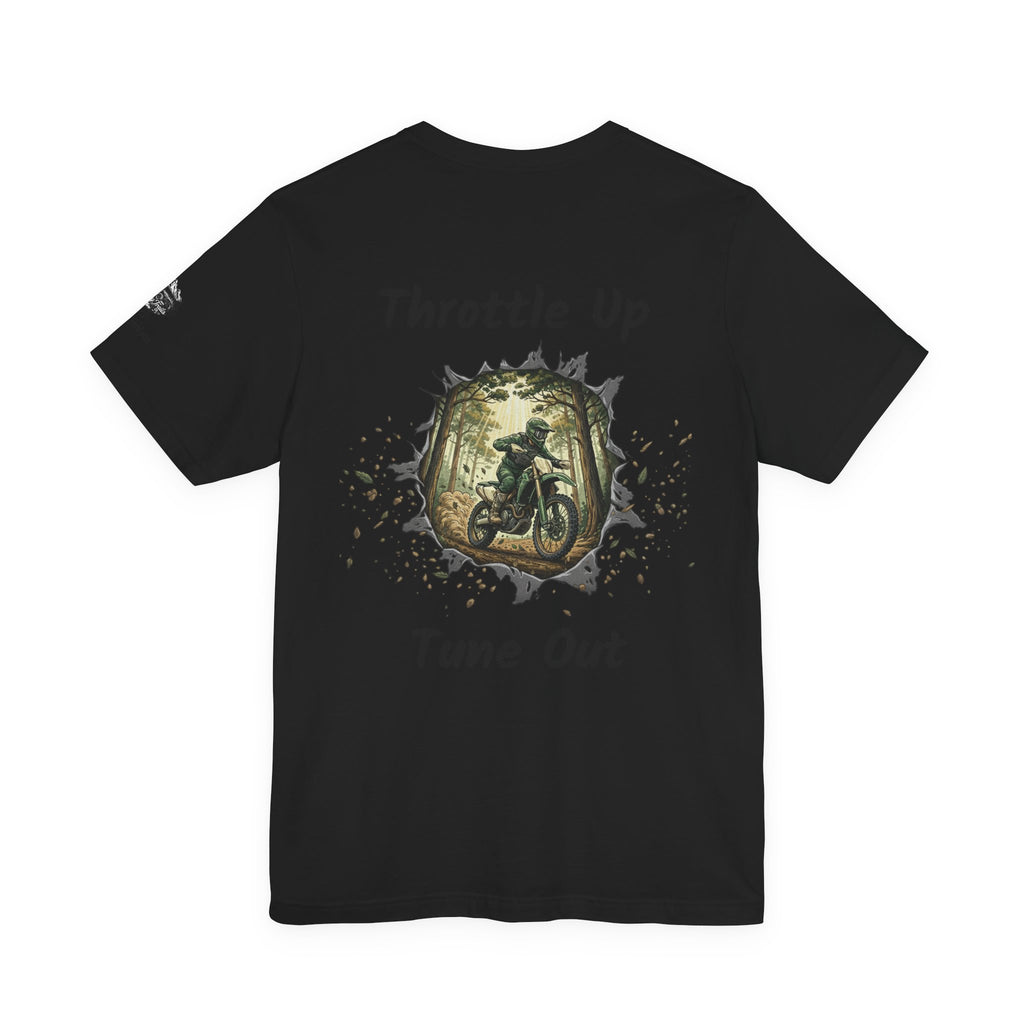 Motorcycle T‑Shirt — "Throttle Up Tune Out" Vintage Rider Tee
