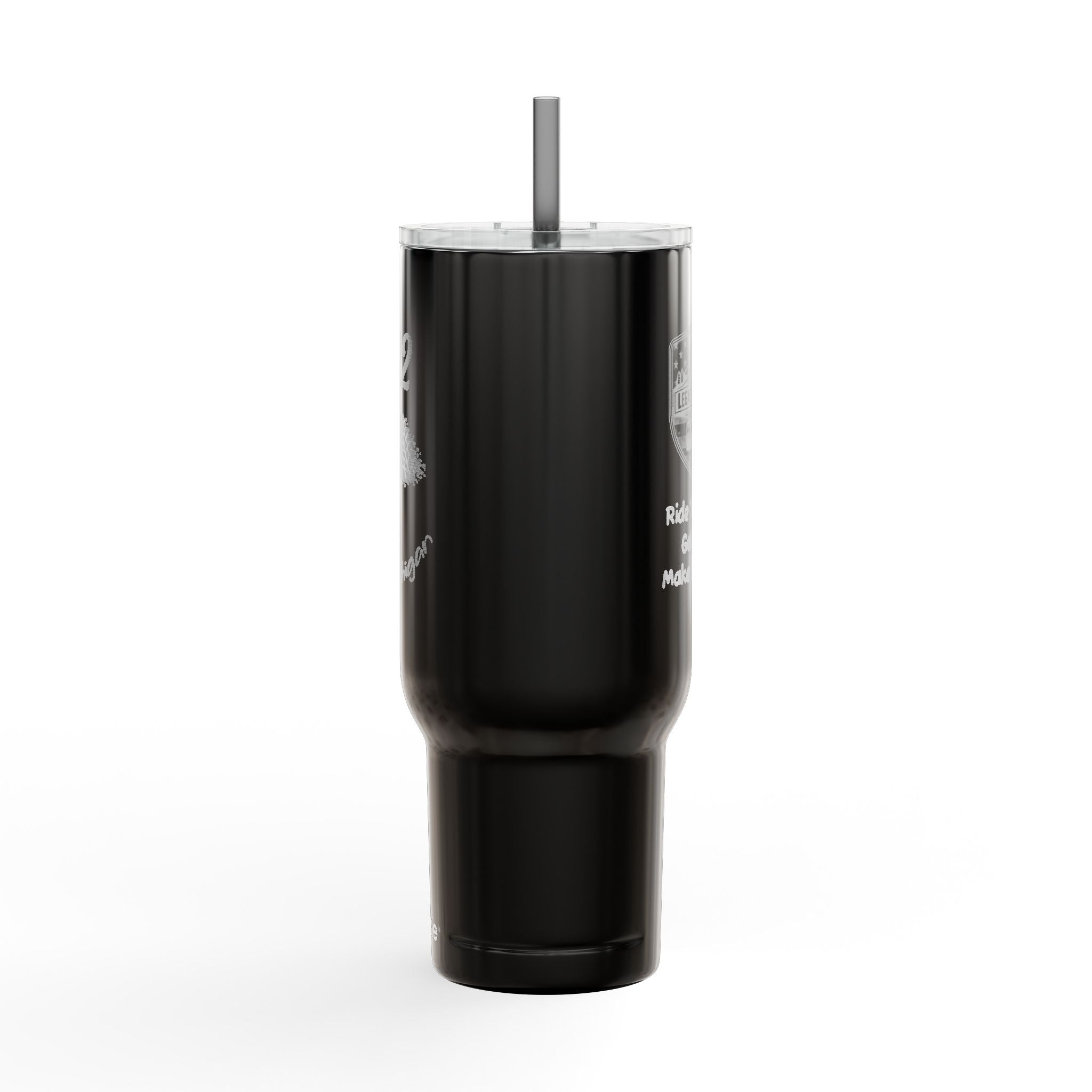 40oz Engraved Tumbler with Handle – Custom '222' Pinecone Design, Insulated Travel Cup with Lid