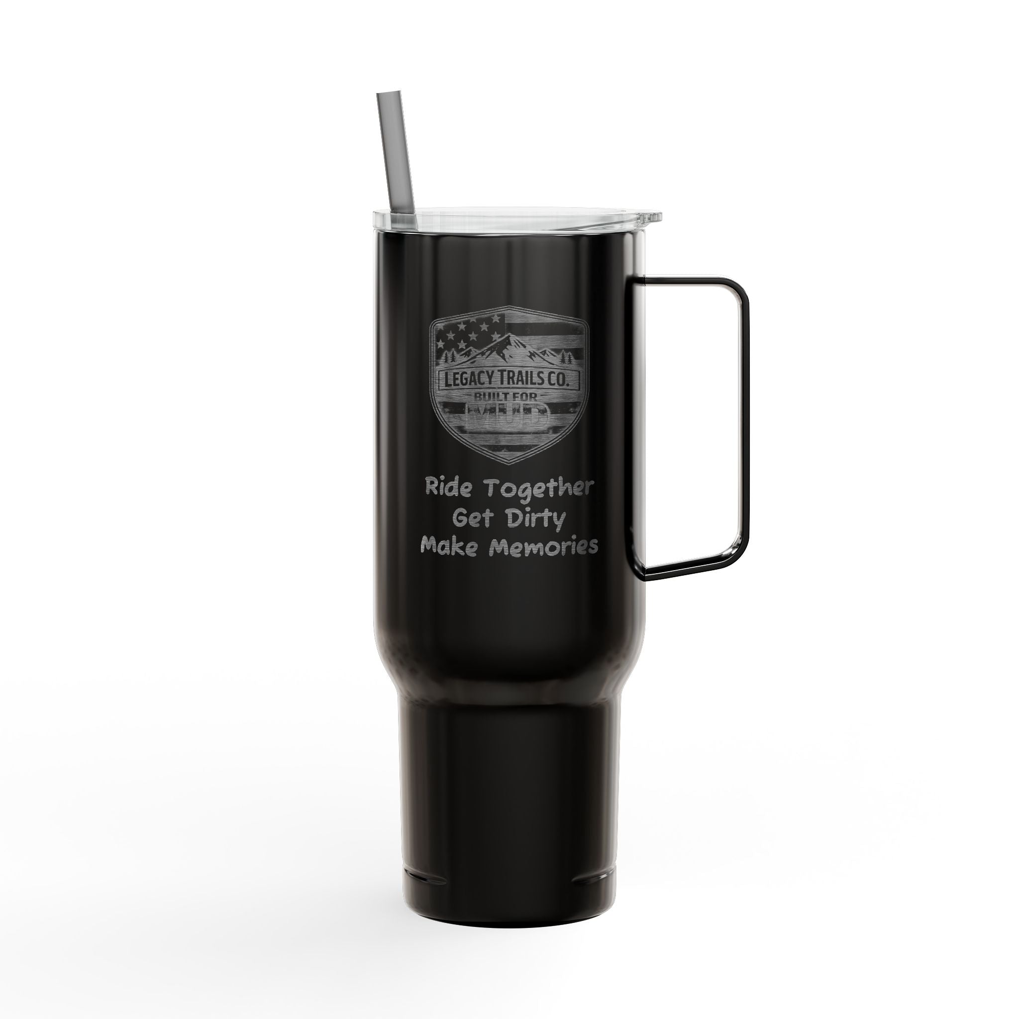 40oz Engraved Tumbler with Handle – Custom '222' Pinecone Design, Insulated Travel Cup with Lid