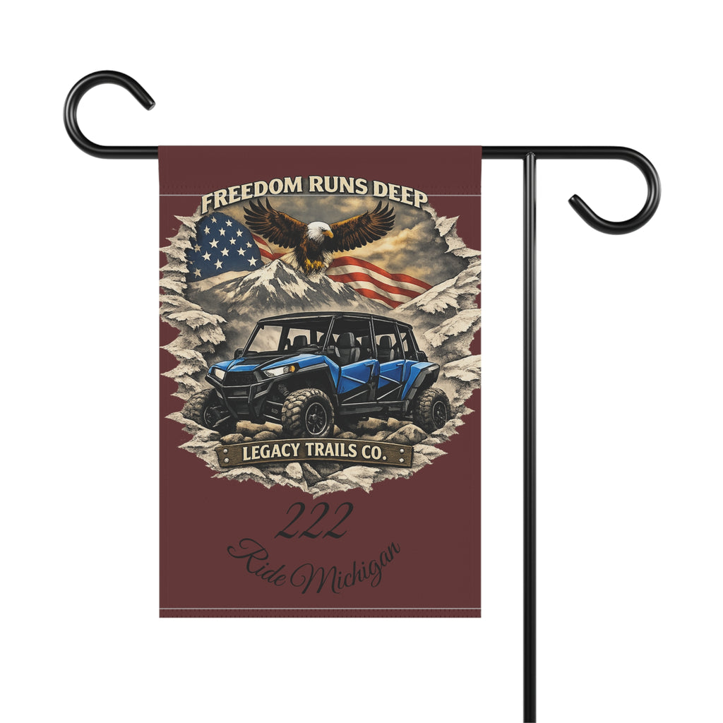 Off-Road UTV Garden Flag – “Freedom Runs Deep” American Eagle & Flag Trail Banner