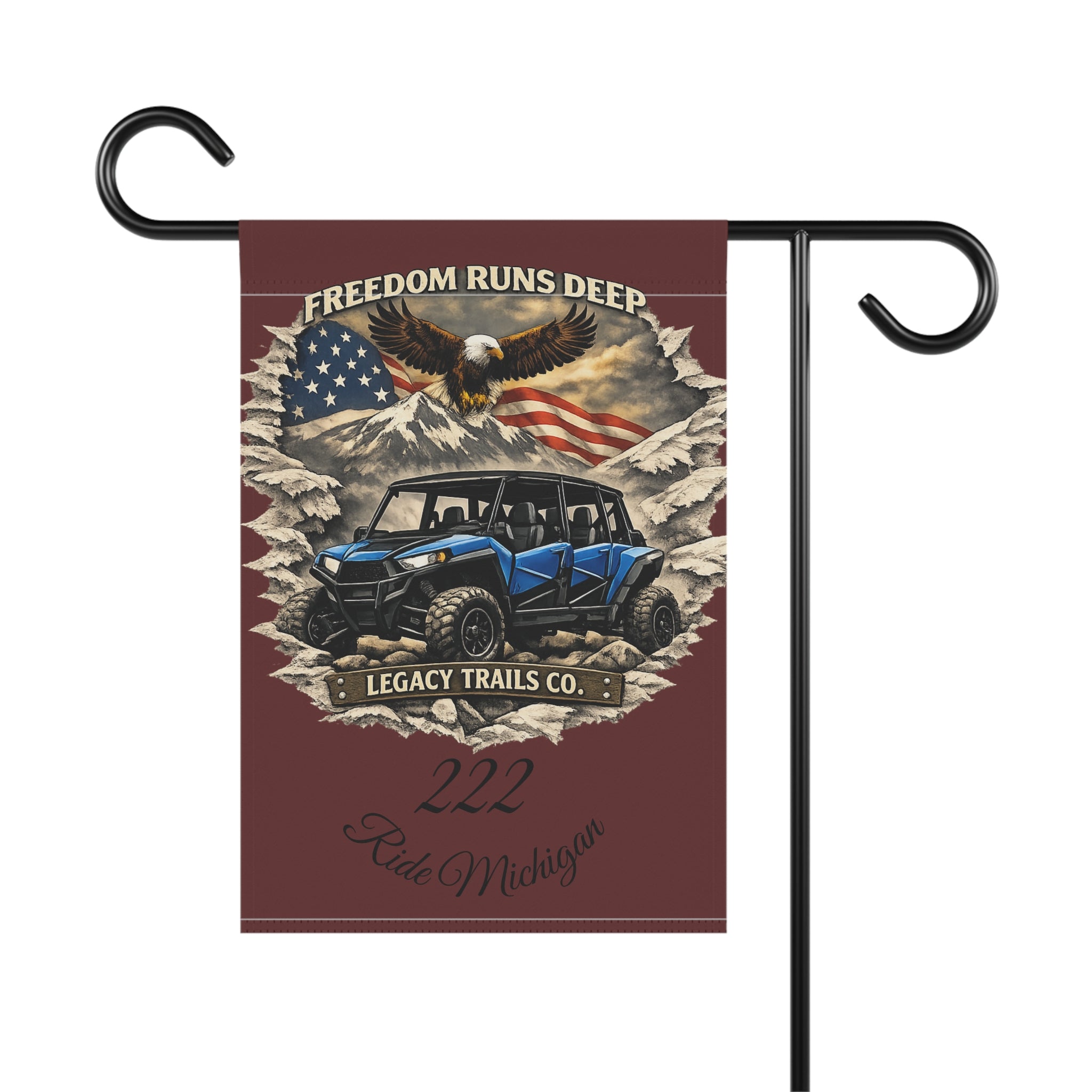 Off-Road UTV Garden Flag – “Freedom Runs Deep” American Eagle & Flag Trail Banner