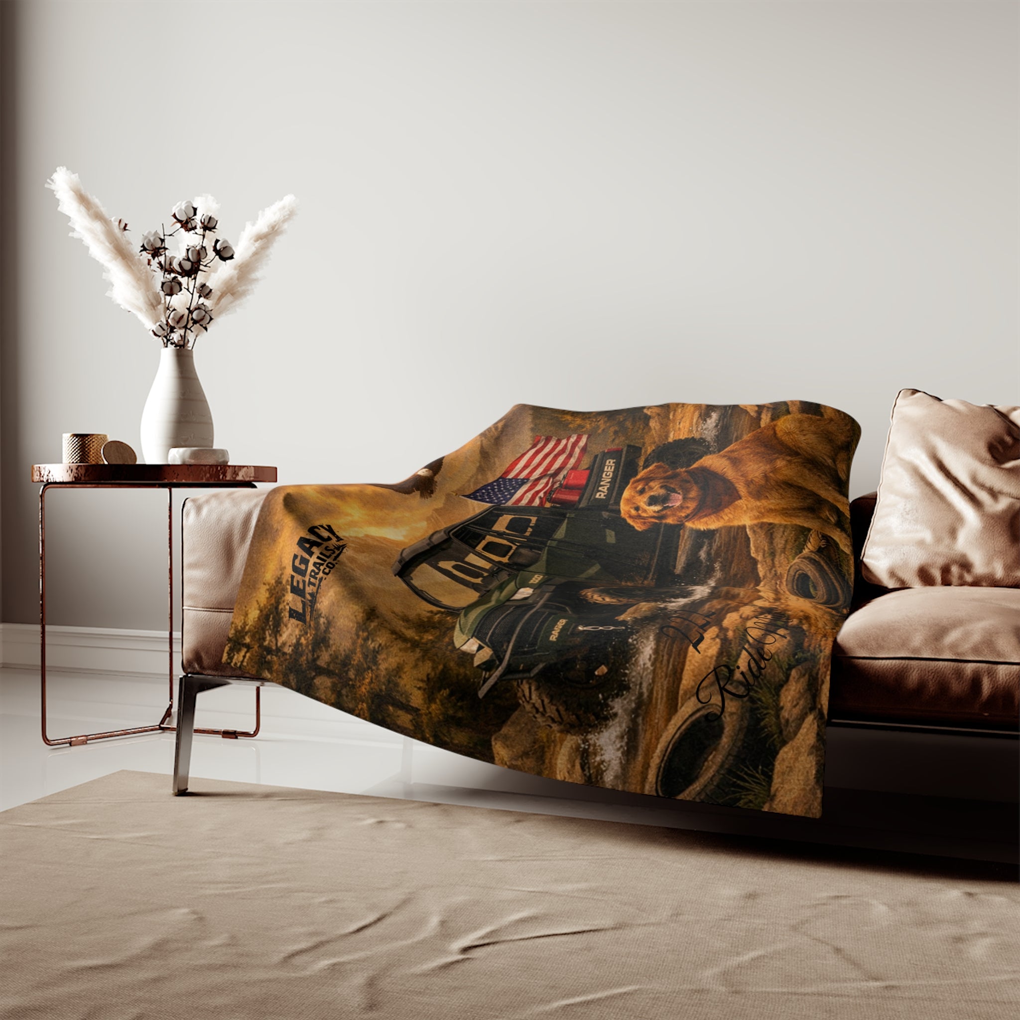 American Ranger UTV & Dog Fleece Blanket – Patriotic Outdoorsman Sweatshirt Blanket