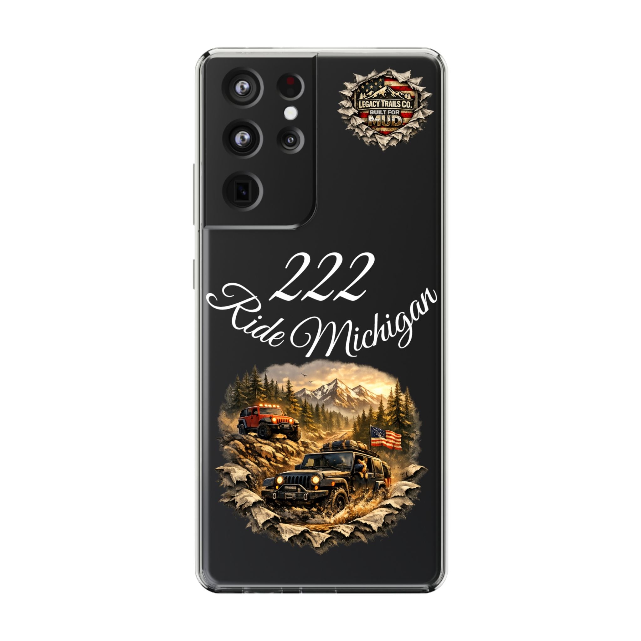 Clear Case — "222 Ride Michigan" Off‑Road Jeep Scenic Phone Case