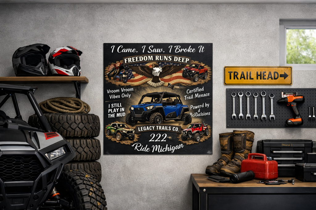 Off-Road UTV Poster — "Freedom Runs Deep" Ride Michigan Matte Horizontal Poster