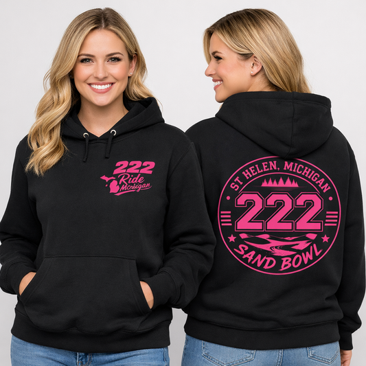 St. Helen Michigan 222 Sand Bowl Hoodie — Pink Retro College Pullover