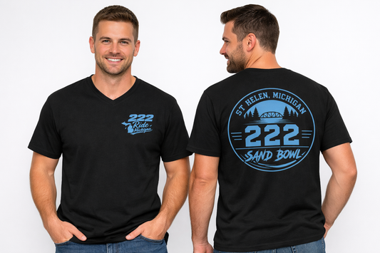 Ride Michigan T‑Shirt — 222 Ride Michigan Motorcycle State Outline Tee