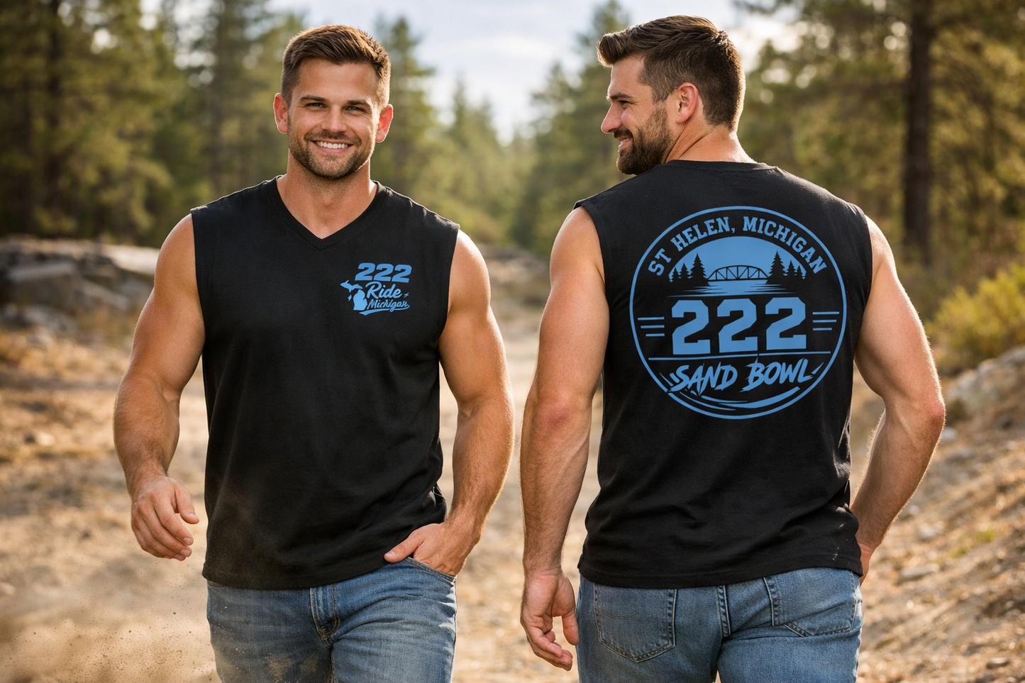 222 Sand Bowl Muscle Tank — St. Helen, Michigan Vintage Beach Logo