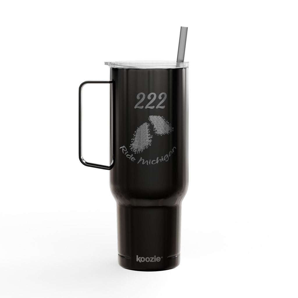 40oz Engraved Tumbler with Handle – Custom '222' Pinecone Design, Insulated Travel Cup with Lid