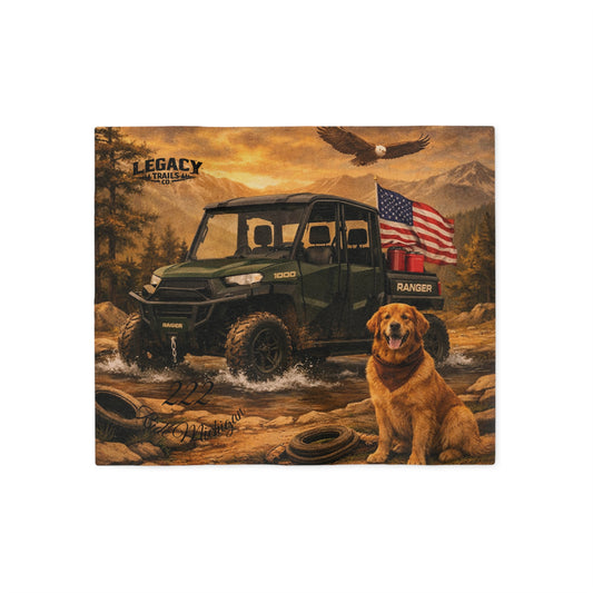 American Ranger UTV & Dog Fleece Blanket – Patriotic Outdoorsman Sweatshirt Blanket