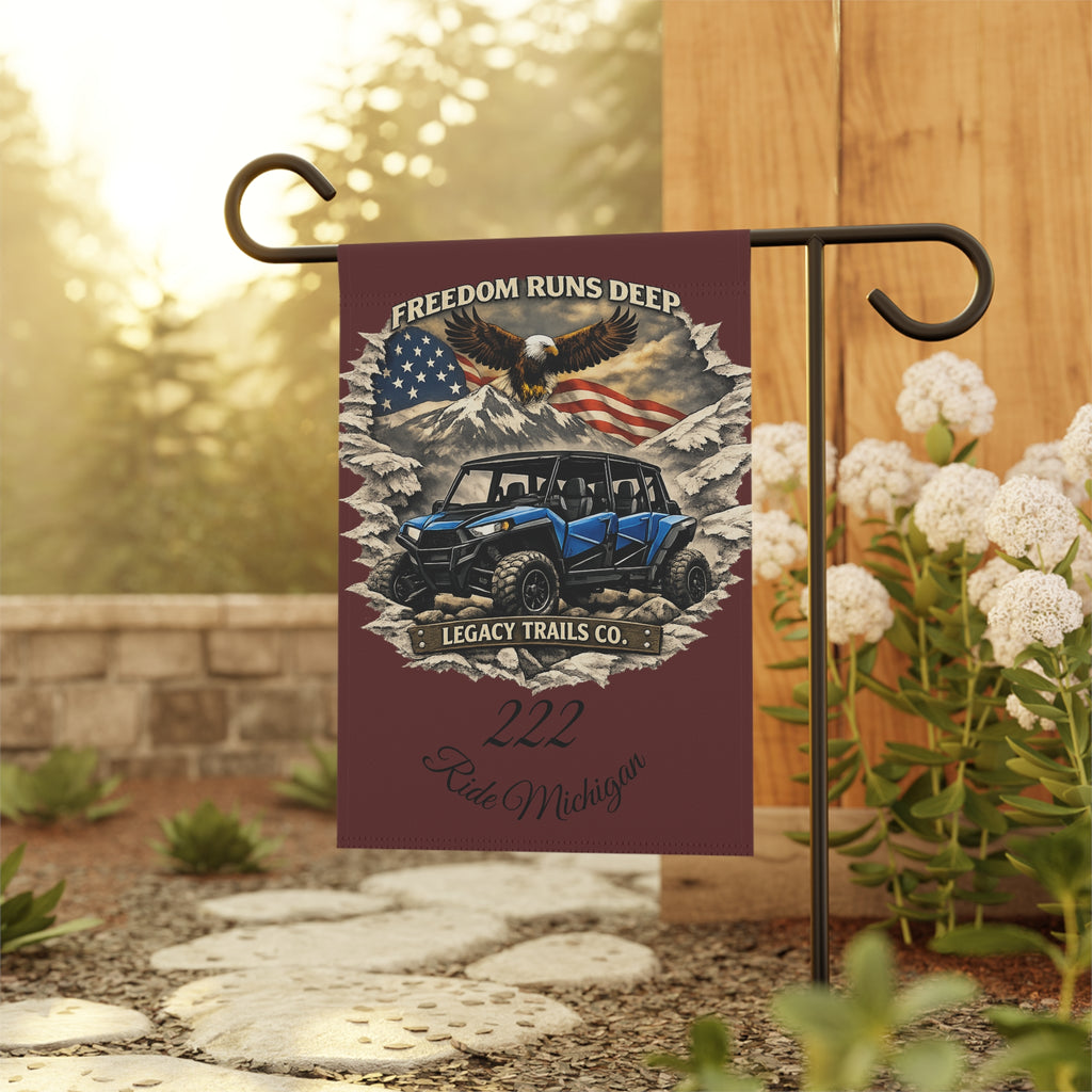 Off-Road UTV Garden Flag – “Freedom Runs Deep” American Eagle & Flag Trail Banner