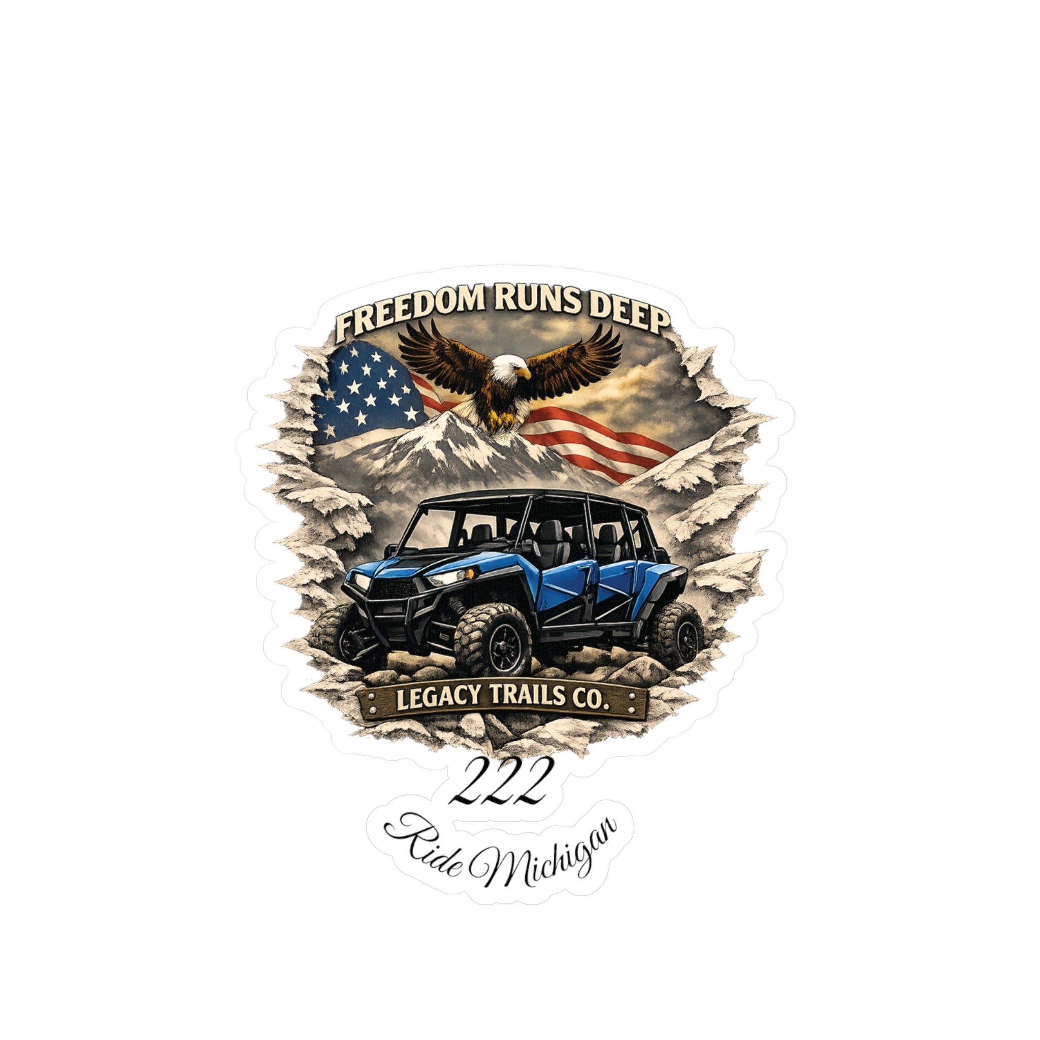 Freedom Runs Deep Polaris RZR 1000 222 Ride Michigan Sticker