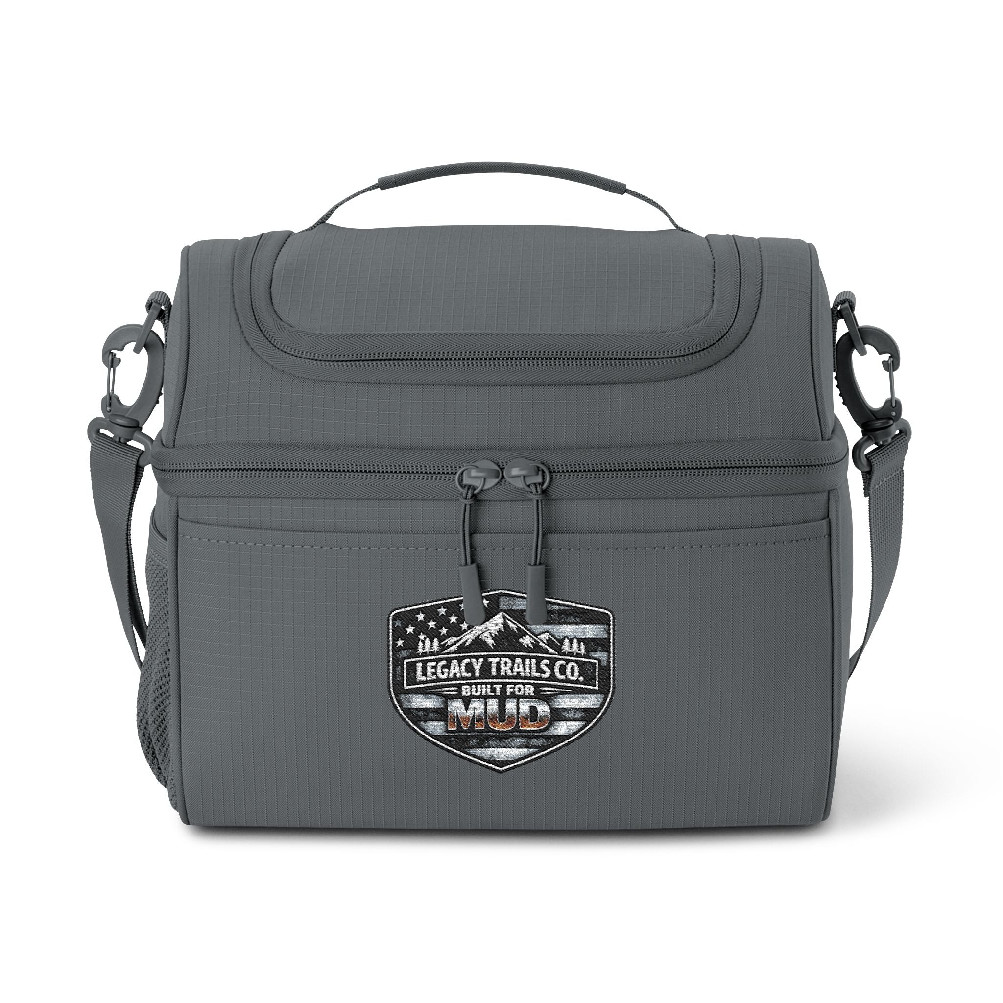 Insulated Cooler Bag with Rustic 'Legacy Trails Co.' Badge — Outdoor Lunch Cooler for Camping & Travel