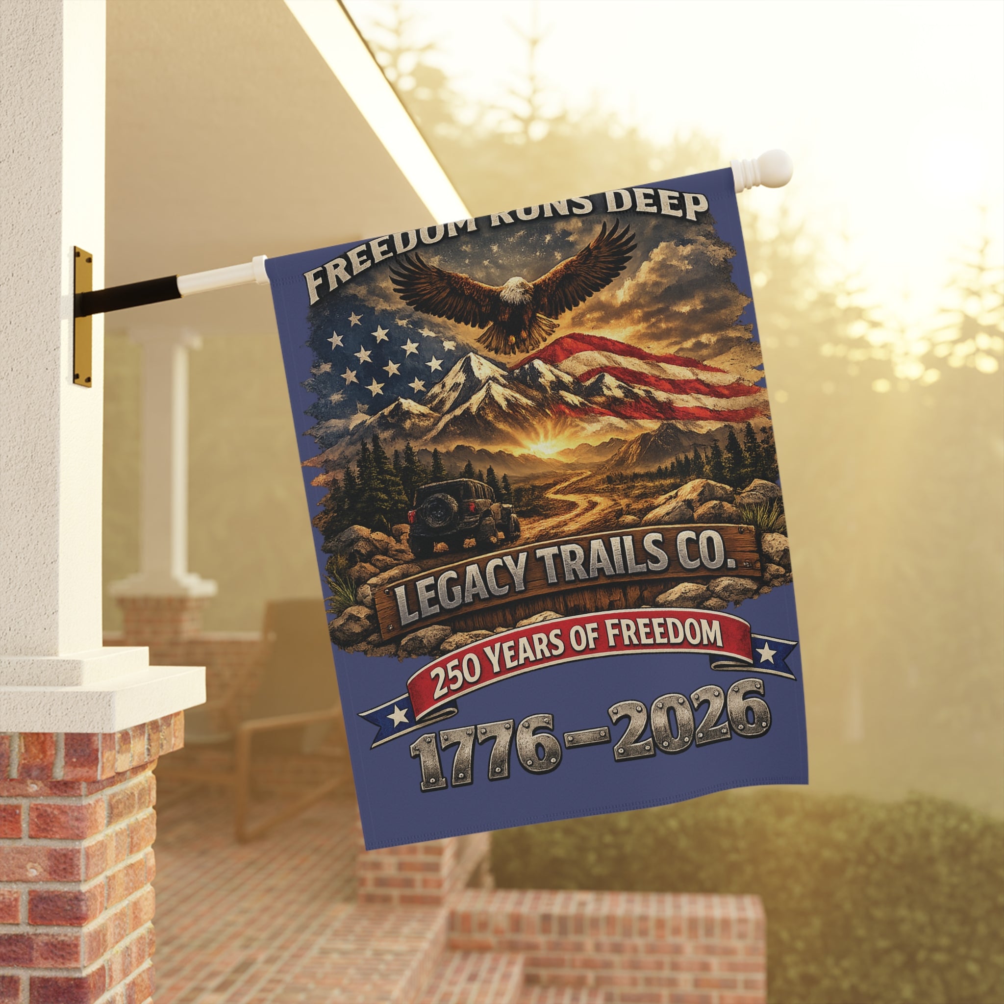 Patriotic Garden Flag - "Freedom Runs Deep" 1776-2026 Anniversary Banner