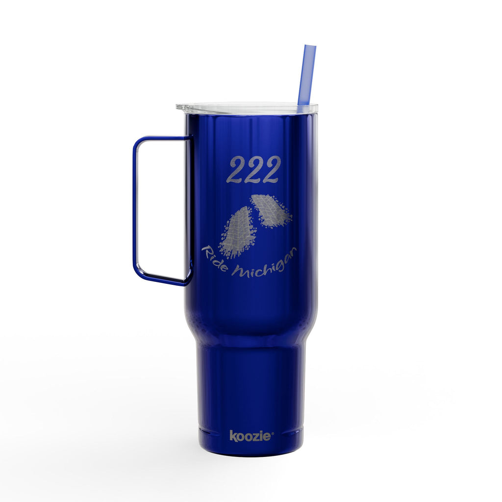 40oz Engraved Tumbler with Handle – Custom '222' Pinecone Design, Insulated Travel Cup with Lid