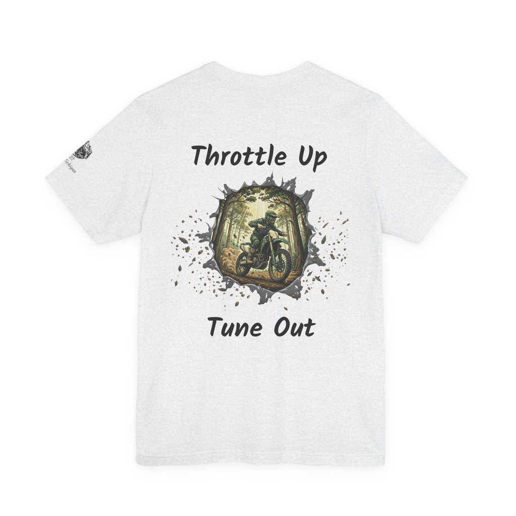 Motorcycle T‑Shirt — "Throttle Up Tune Out" Vintage Rider Tee