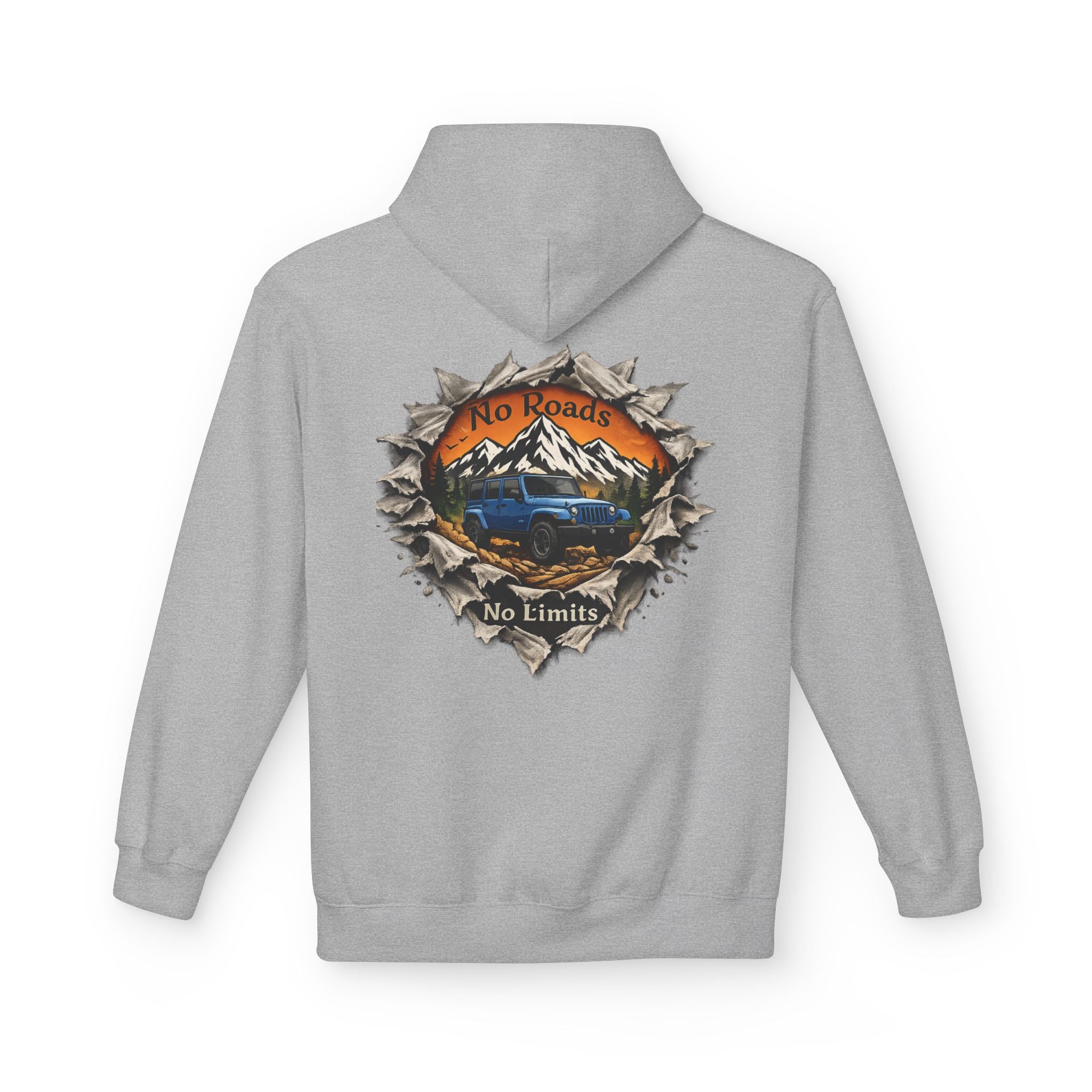 Adventure Hoodie — "No Roads, No Limits" Off‑Road Mountain Truck Hoodie