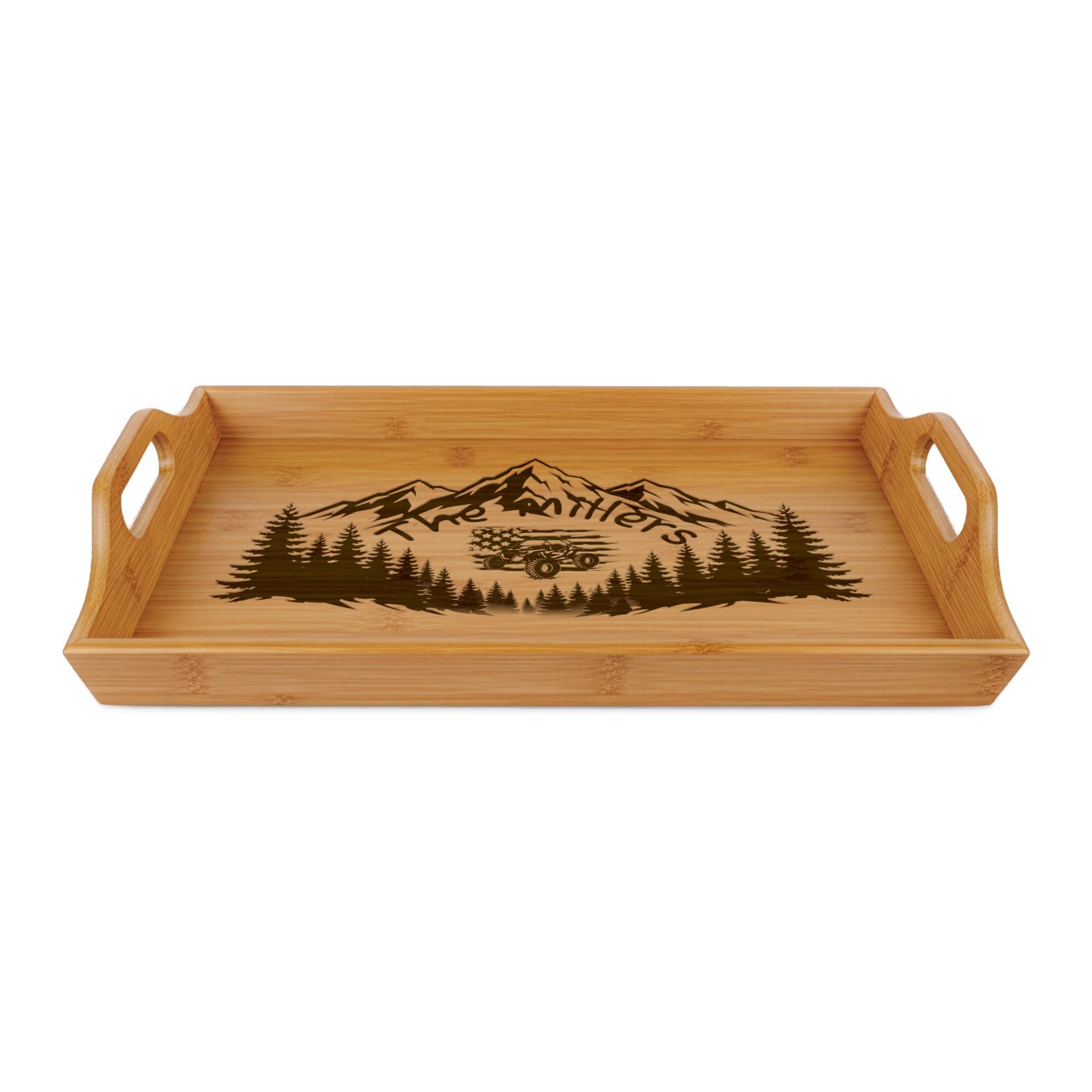 Engraved Bamboo Serving Tray – Mountain Forest Jeep Design