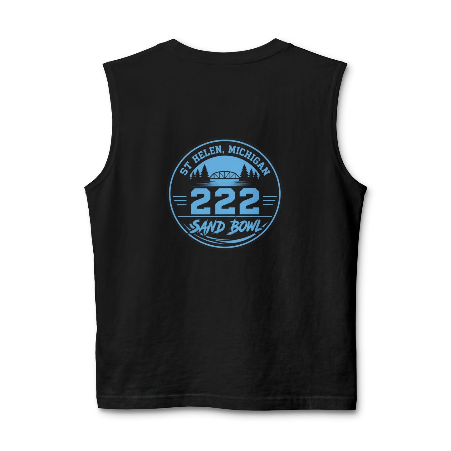 222 Sand Bowl Muscle Tank — St. Helen, Michigan Vintage Beach Logo