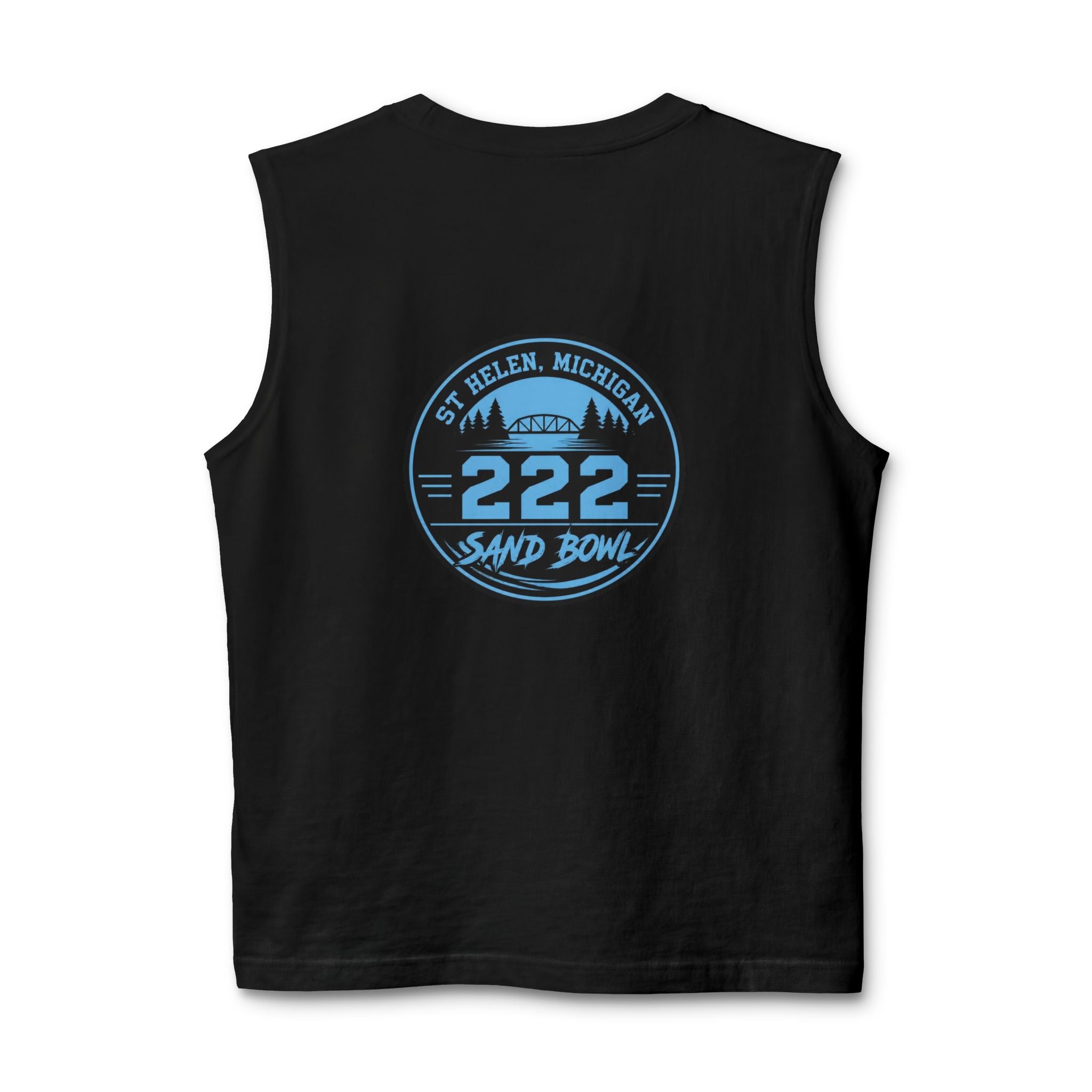 222 Sand Bowl Muscle Tank — St. Helen, Michigan Vintage Beach Logo