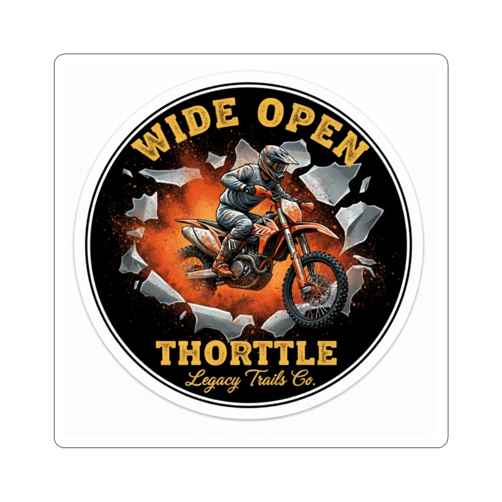 Wide Open Throttle Motorcycle Sticker — Dirt Bike Kiss-Cut Decal