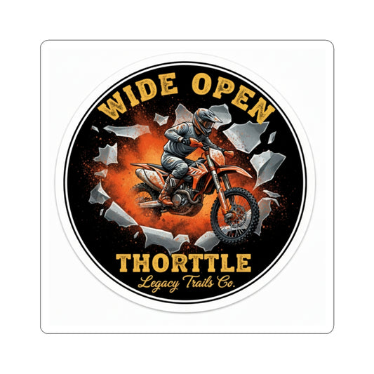 Wide Open Throttle Motorcycle Sticker — Dirt Bike Kiss-Cut Decal