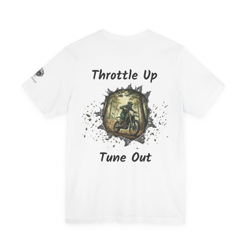 Motorcycle T‑Shirt — "Throttle Up Tune Out" Vintage Rider Tee