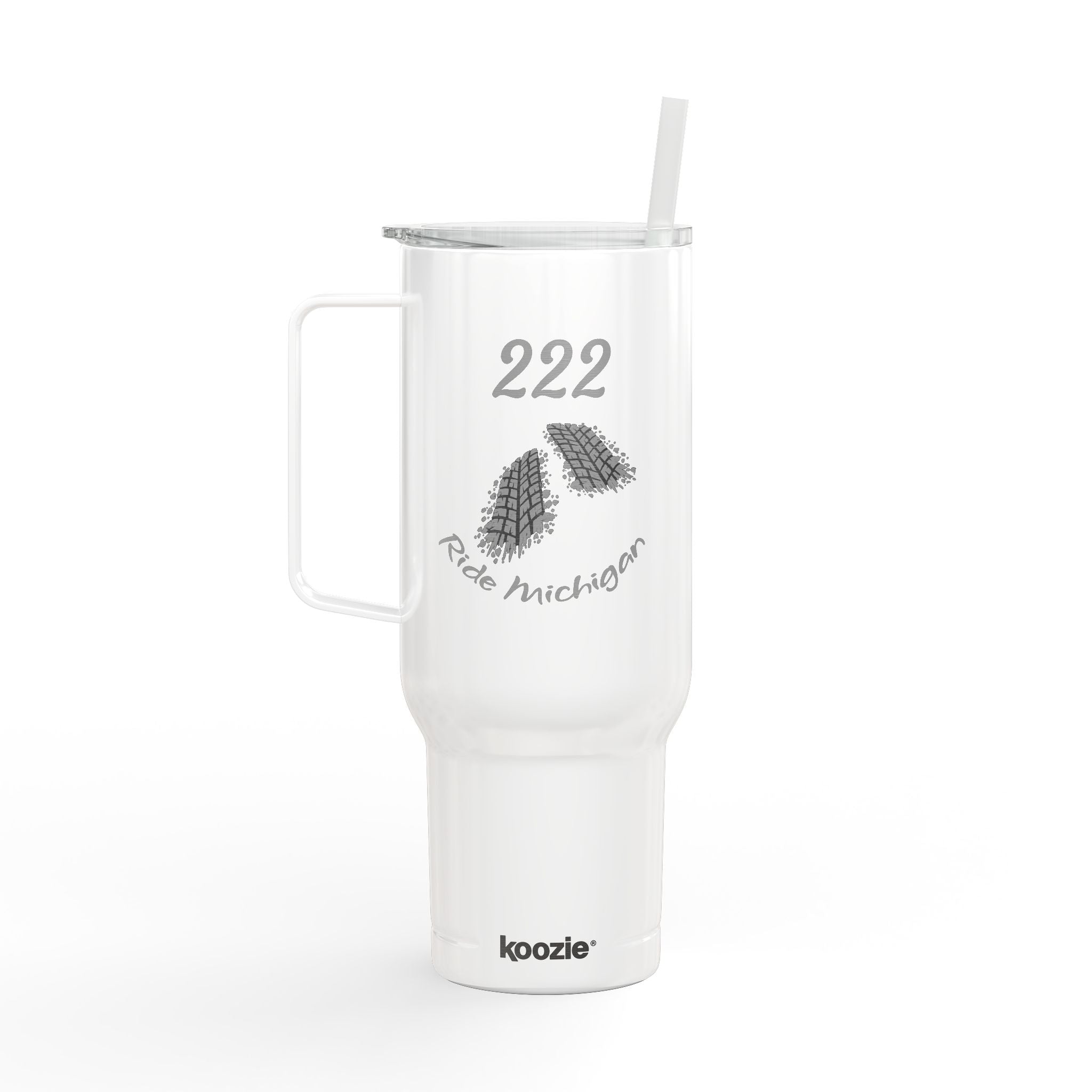 40oz Engraved Tumbler with Handle – Custom '222' Pinecone Design, Insulated Travel Cup with Lid