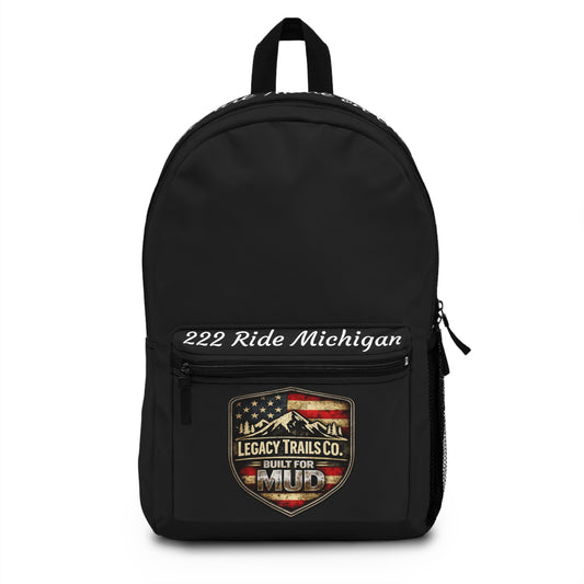 Michigan Ride Backpack — "222 Ride Michigan" Legacy Trails Co. Mud-Ready Backpack