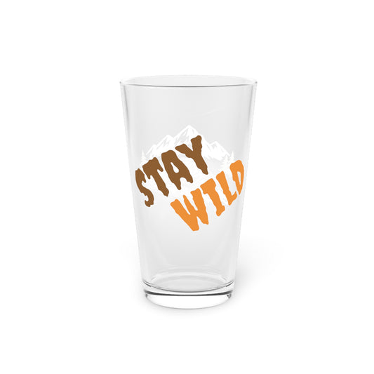 Stay Wild Pint Glass – 16oz Mountain Adventure Beer Glass