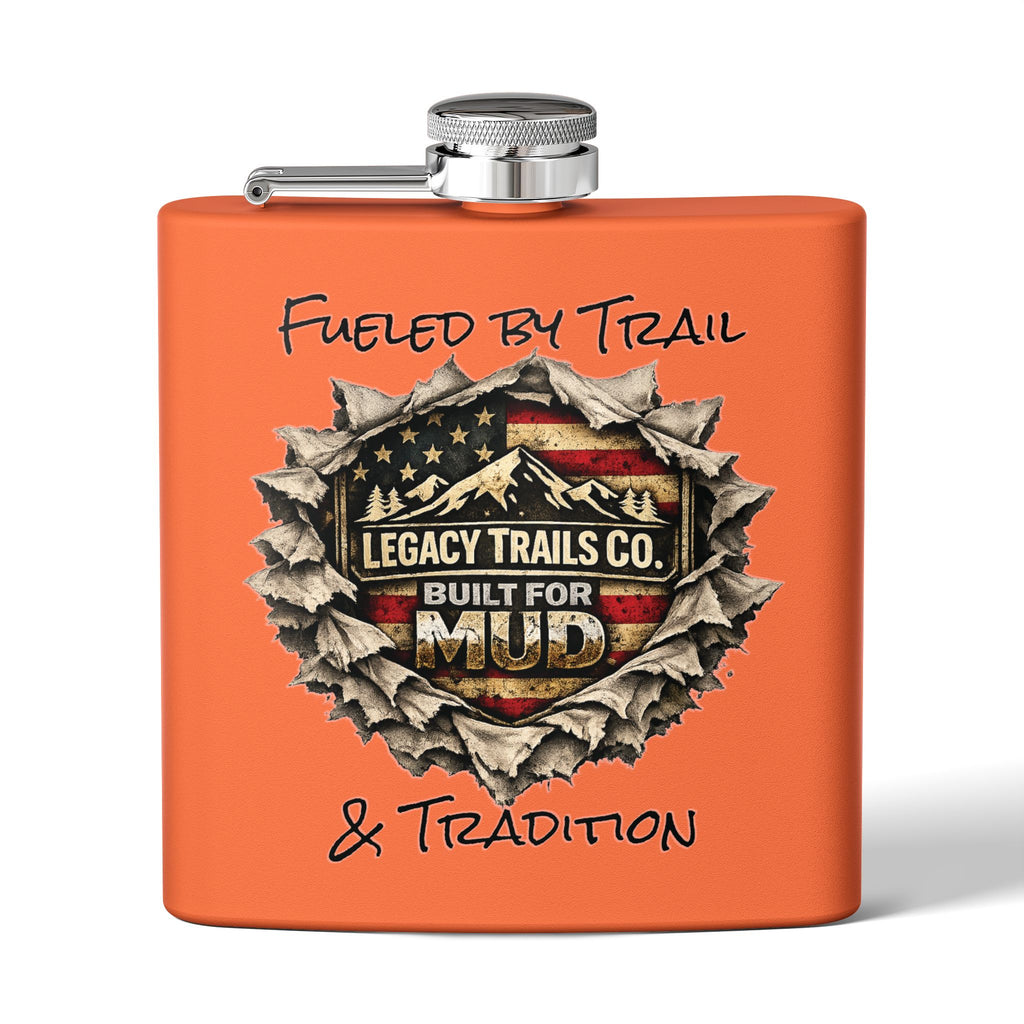 6oz Stainless Steel Flask — Off‑Road UTV American Flag "Where Trails Become Legends"