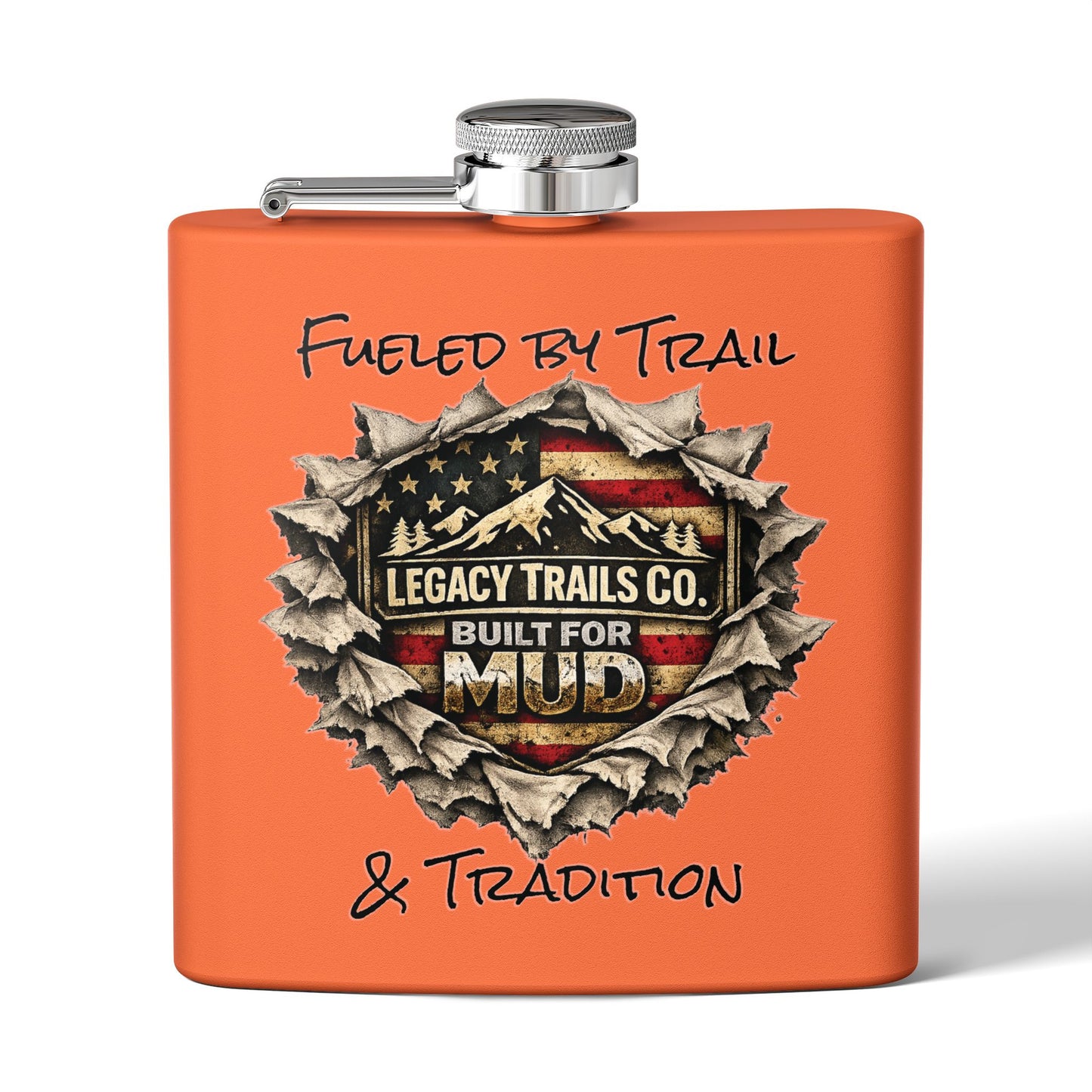 6oz Stainless Steel Flask — Off‑Road UTV American Flag "Where Trails Become Legends"