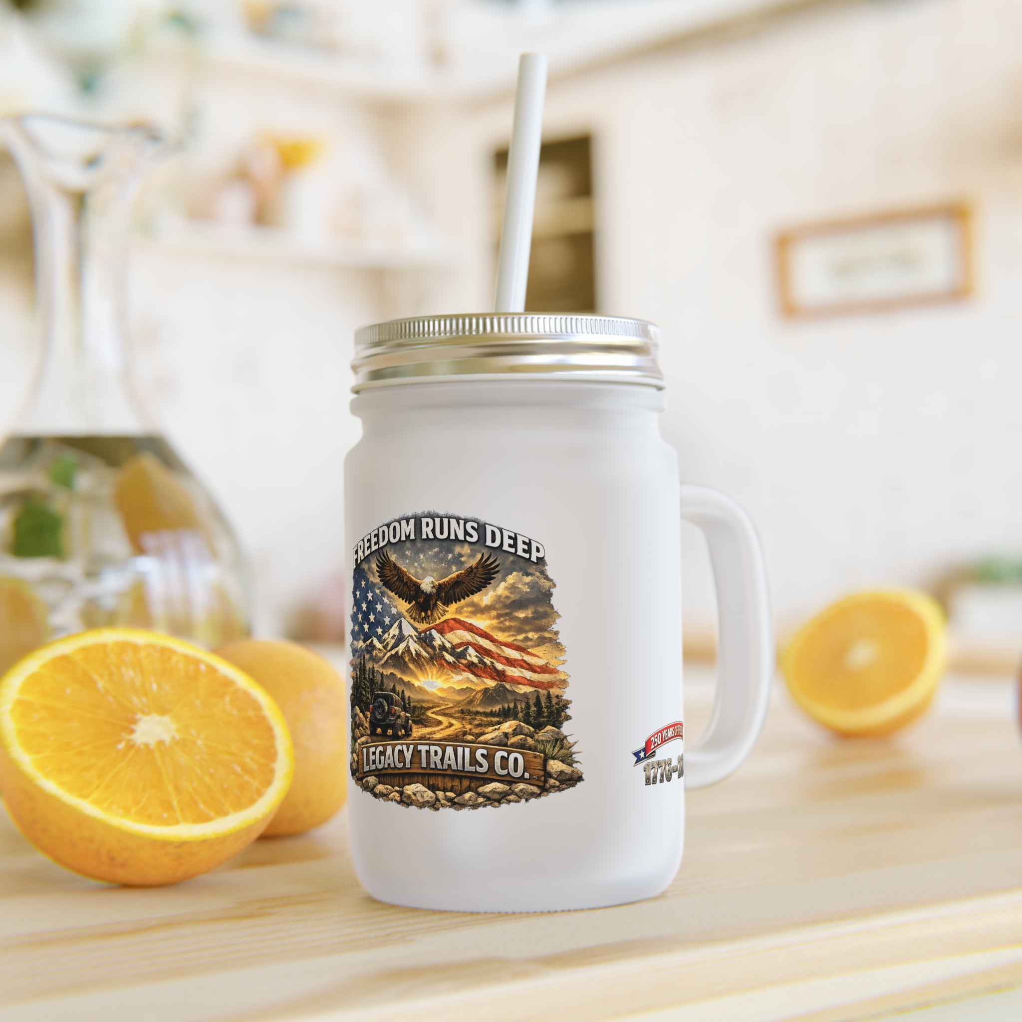 "Freedom Runs Deep" American Spirit Mason Jar — Off-Road Patriot Drinkware