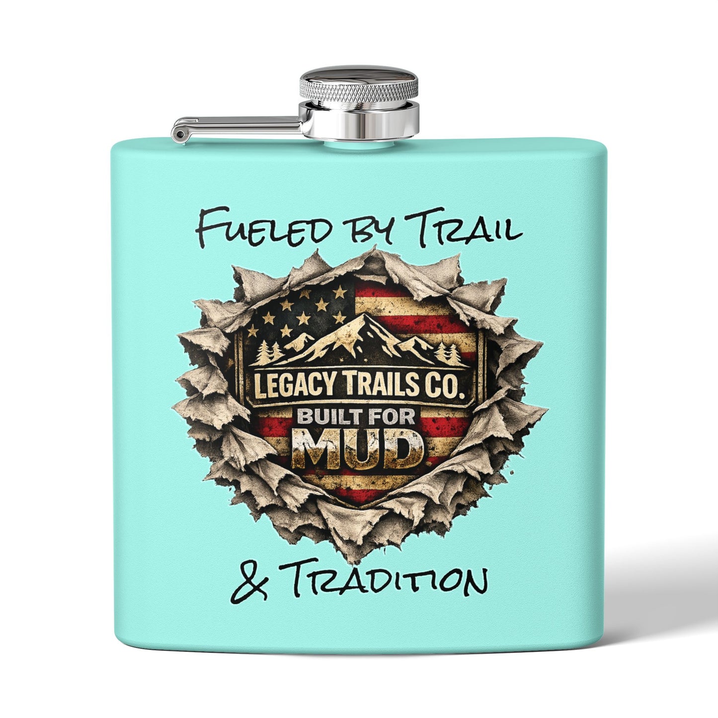 6oz Stainless Steel Flask — Off‑Road UTV American Flag "Where Trails Become Legends"