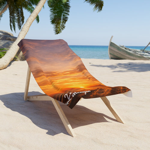 Beach Towel — Golden Sunset Beach Scene Towel ("222")