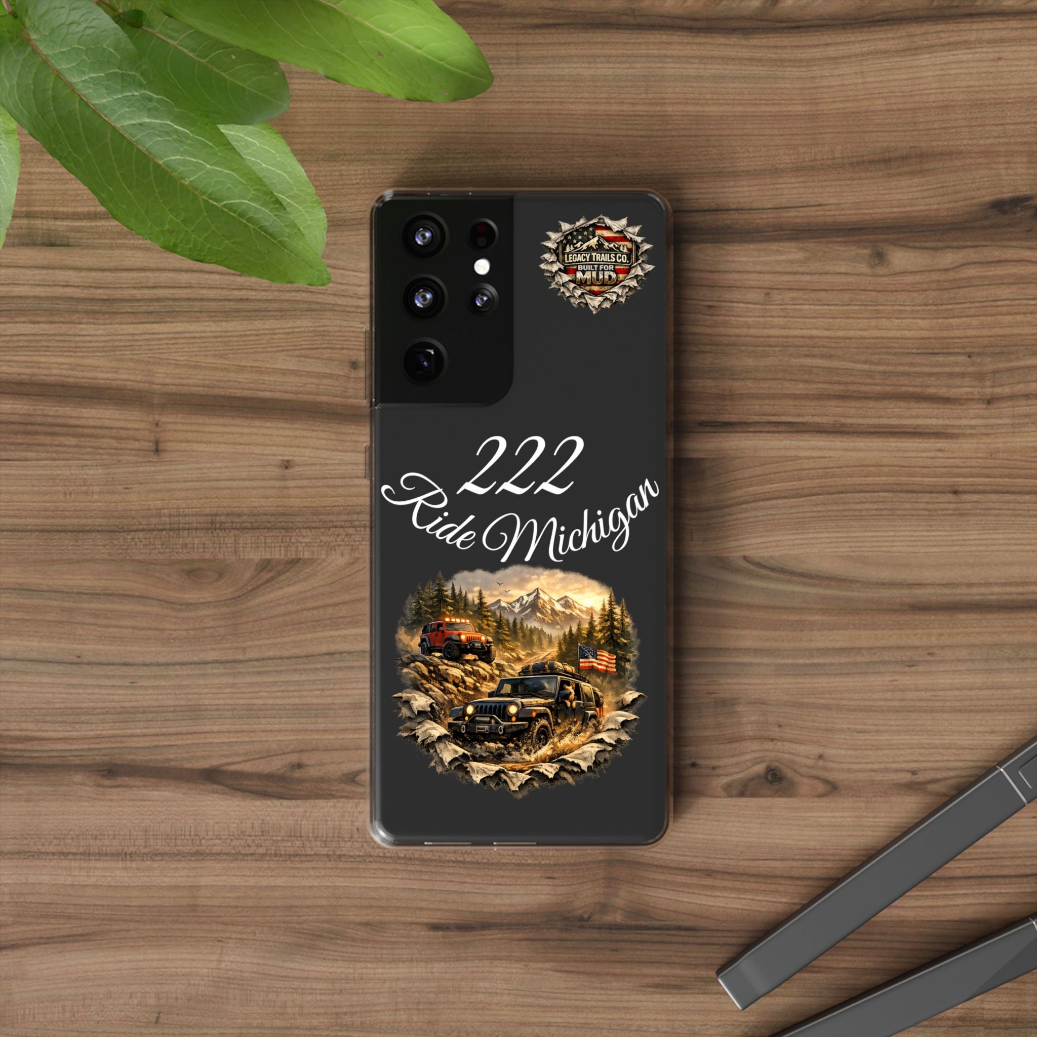 Clear Case — "222 Ride Michigan" Off‑Road Jeep Scenic Phone Case
