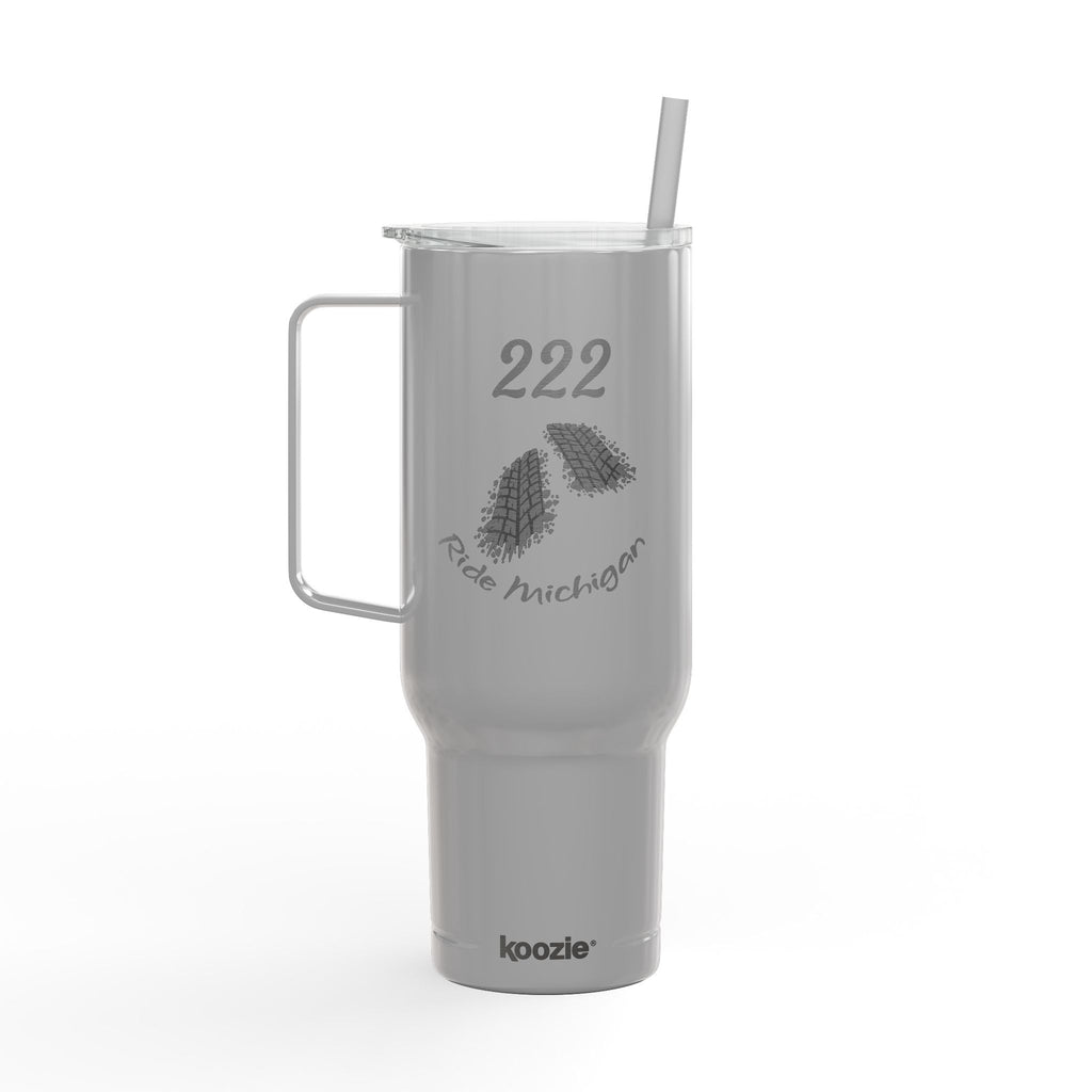 40oz Engraved Tumbler with Handle – Custom '222' Pinecone Design, Insulated Travel Cup with Lid