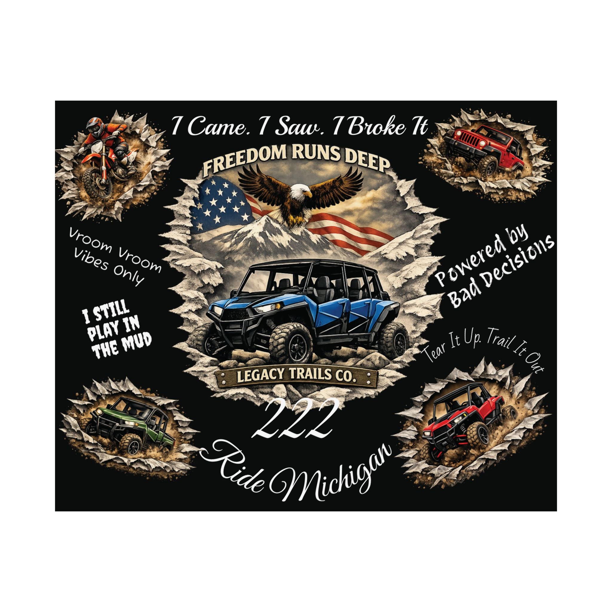 Off-Road UTV Poster — "Freedom Runs Deep" Ride Michigan Matte Horizontal Poster