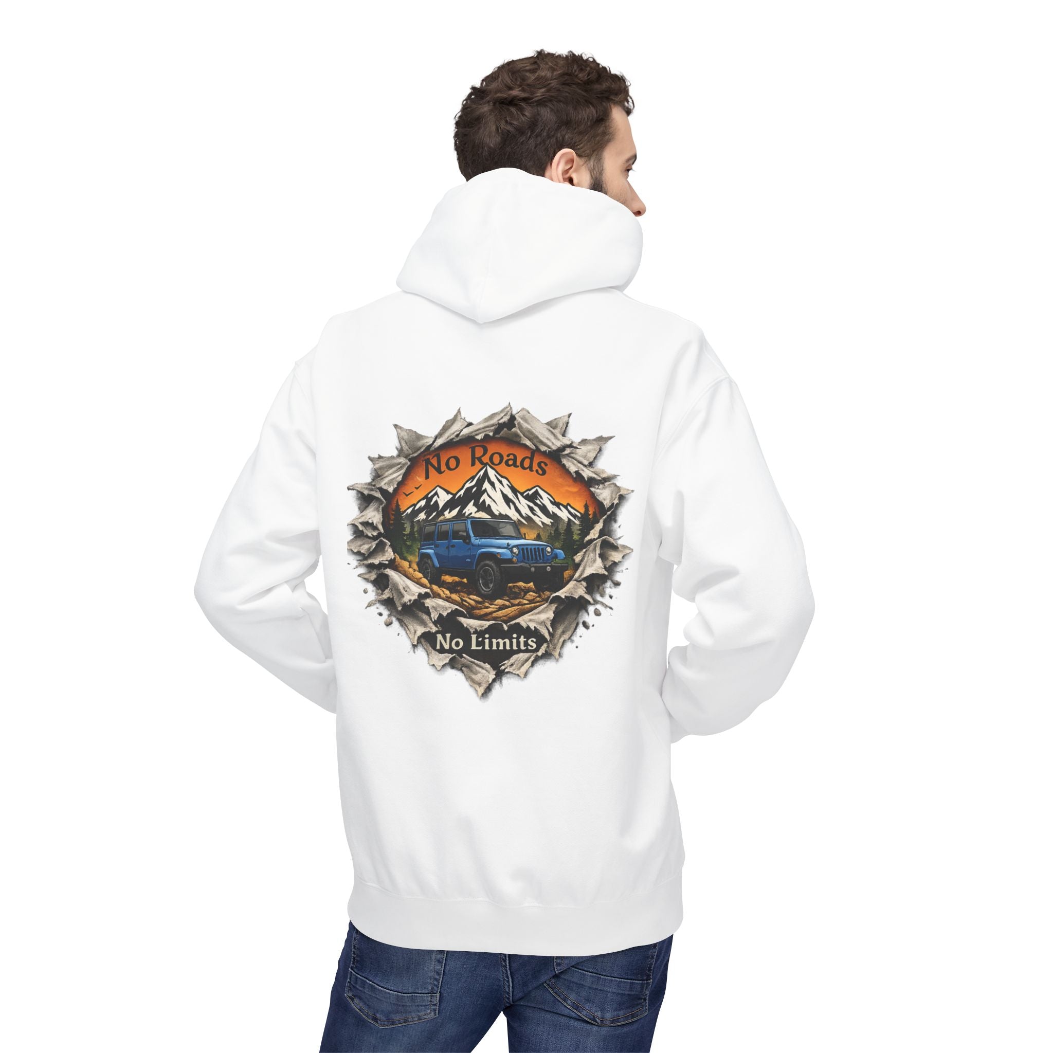 Adventure Hoodie — "No Roads, No Limits" Off‑Road Mountain Truck Hoodie