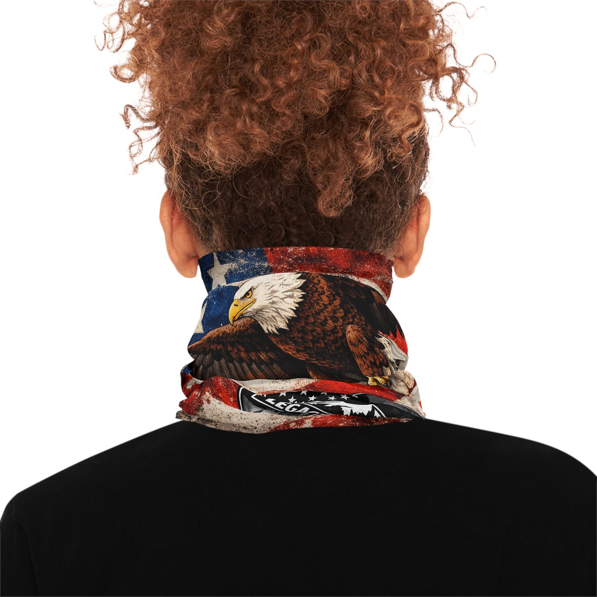 American Eagle Neck Gaiter — Patriotic Flag Face Mask with Legacy Trails Co. Logo