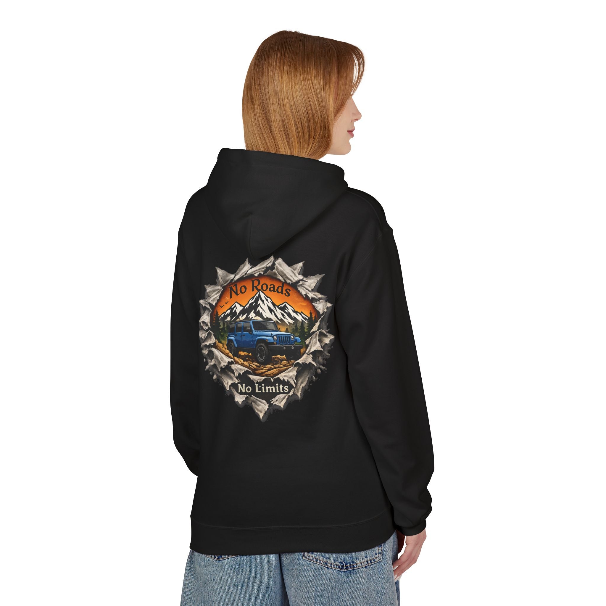 Adventure Hoodie — "No Roads, No Limits" Off‑Road Mountain Truck Hoodie